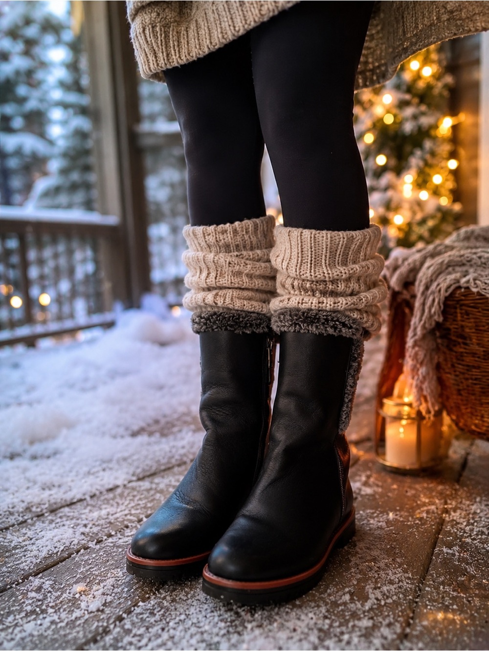 Naturalizer Valene Waterproof Leather Booties with Faux Fur
